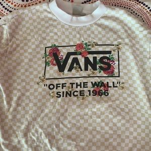 Vans Flower Printed Checkered Crew Neck